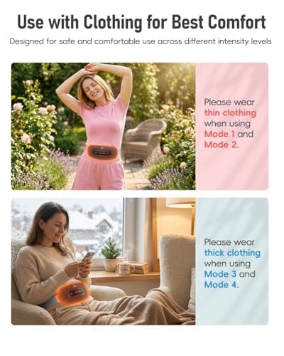 Electric Heating Pad, Portable Cordless Menstrual Heating Pad with 4 Heat Levels and 4 Massage Modes, Fast Large Heating Belly Wrap Belt for Cramps, Back Pain Relief Gifts for Women Girls Her(Black)