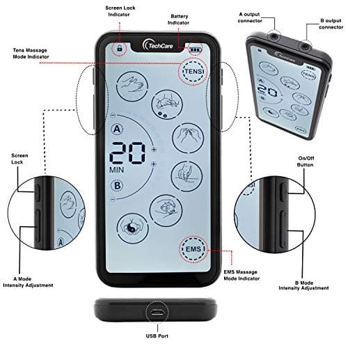 TENS Unit Muscle Stimulator – 24 Massage Modes, Touchscreen EMS Device, Dual Channel, Rechargeable, Deep Tissue Pain Relief for Back, Shoulder, Sciatica, Tendonitis, Plantar Fasciitis,8 Electrodes