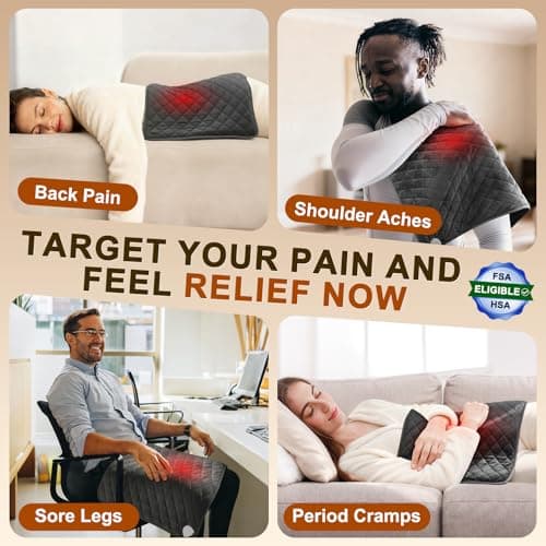 Heating Pad for Back Neck & Shoulders - 35"x20" King Size, FSA Eligible HSA, Heating Pads for Period Cramps Abdomen Knee, Dry/Moist Heat,Auto Shut Off, 6 Heat Settings, Washable, Gifts for Women & Men