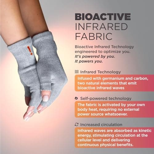 Incrediwear Fingerless Circulation Gloves Arthritis Gloves (Grey,Large)