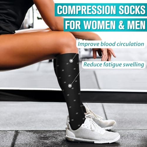 BLUEENJOY Copper Compression Socks for Women & Men (6 pairs) - Best Support for Nurses, Running, Hiking, Recovery