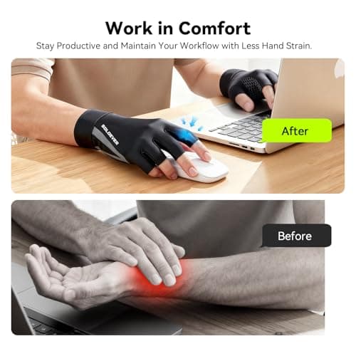 All-Around Copper Arthritis Gloves, Carpal Tunnel Pain Relief Gloves, Breathable & Anti-Slip Hand Compression Gloves for Rheumatoid, Tendonitis, Swelling, Fingerless Gloves Fit Men & Women 9.5"-10.2"