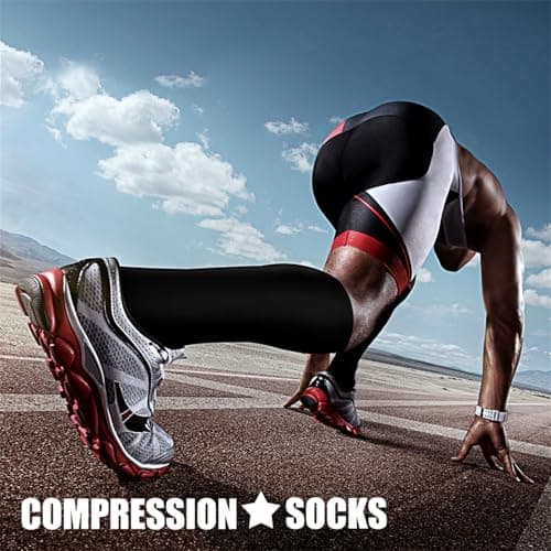 CHARMKING Compression Socks for Women & Men Circulation (3 Pairs) 15-20 mmHg is Best Athletic for Running, Flight Travel, Support, Cycling, Pregnant - Boost Performance, Durability (L/XL,Black)