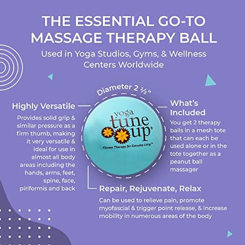 YOGA TUNE UP® Therapy Balls in Tote by Tune Up Fitness - Massage Balls for Trigger Point, Pressure Point & Myofascial Release - Use as Single or Peanut Ball for Pain Relief & Relaxation (Aqua Blue)