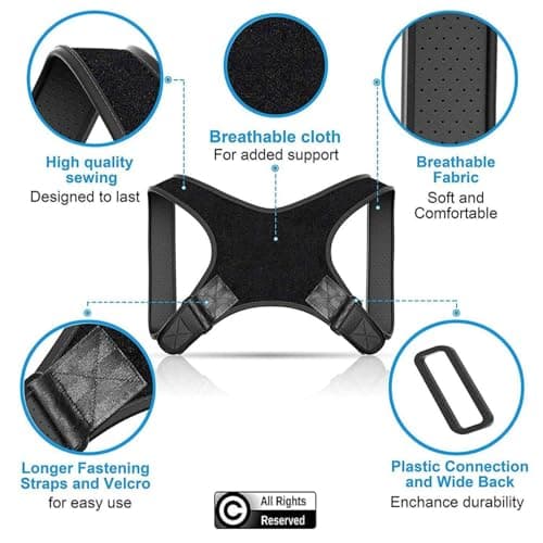 POAGL Adjustable Posture Corrector Brace for Men – Universal Fit Upper Back, Shoulder & Clavicle Support, Helps Improve Posture & Relieve Neck, Shoulder & Back Pain (Patented Design)