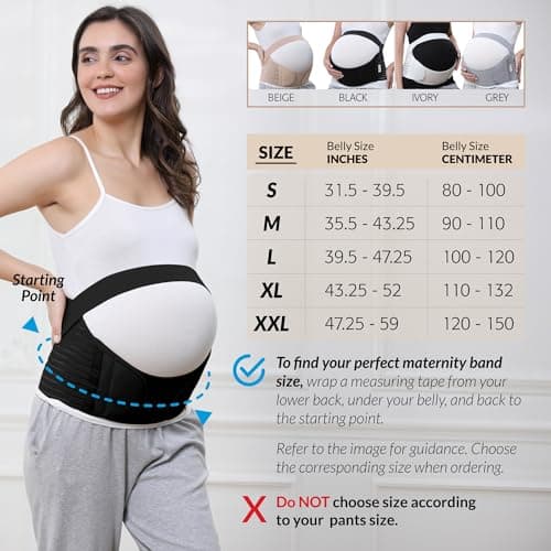 NeoTech Care Pregnancy Belly Band Maternity Belt, Back/Abdomen/Waist/Pelvis Support (Size M, Black Color)