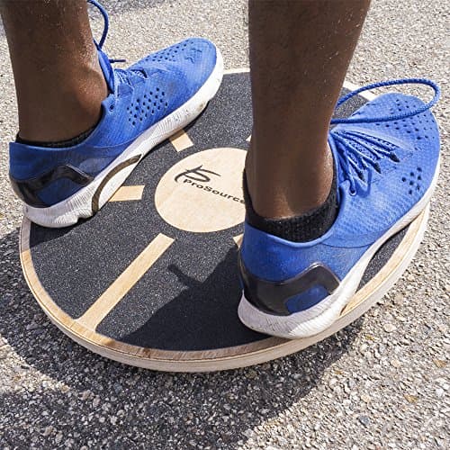 ProsourceFit Wooden Balance Board Non-Slip Wobble Core Trainer 15.75in (39.5cm) Diameter with 360 Rotation for Stability Training, Full Body Exercises, Physical Therapy, Black