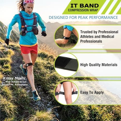 Pro-Tec Athletics IT Band Compression Wrap, IT Band Knee Brace, Knee Strain, Knee and Outside of Knee Support, Iliotibial Band Syndrome, Adjustable, Men & Women, Easy to Use, Size Small-Large