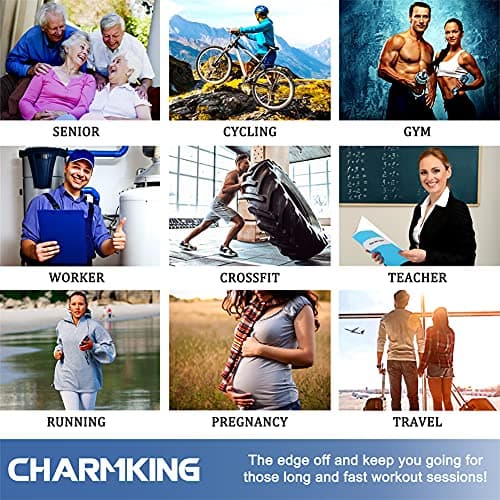 CHARMKING Compression Socks for Women & Men Circulation (3 Pairs) 15-20 mmHg is Best Athletic for Running, Flight Travel, Support, Cycling, Pregnant - Boost Performance, Durability (L/XL, White)