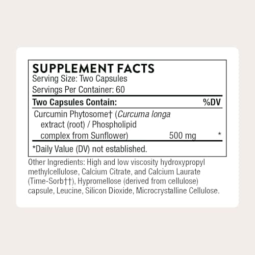 THORNE - Curcumin Phytosome 500 mg (Meriva) - Sustained Release, Clinically Studied - Supports Healthy Inflammatory Response in Joints, Muscles, GI Tract, Liver, Brain & Nerves* - 60 Servings