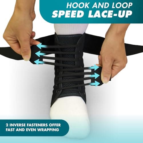 Med Spec ASO Speed Lacer (Medium, Black) – Ankle Brace for Sprained Ankle and Peroneal Tendonitis, Orthopedic Ankle Support for Men, Women, Adults, Teens and Kids, Sports Injury Recovery, 223614