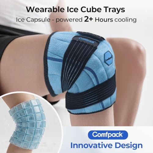 Comfpack Knee Ice Pack Wrap, 2 Hours Long Lasting Coldness Ice & Compression Therapy Flexible Ice Pack for Knee Replacement Surgery, Arthritis Pain, ACL, Swelling, Sports Injuries(23" × 10.3")