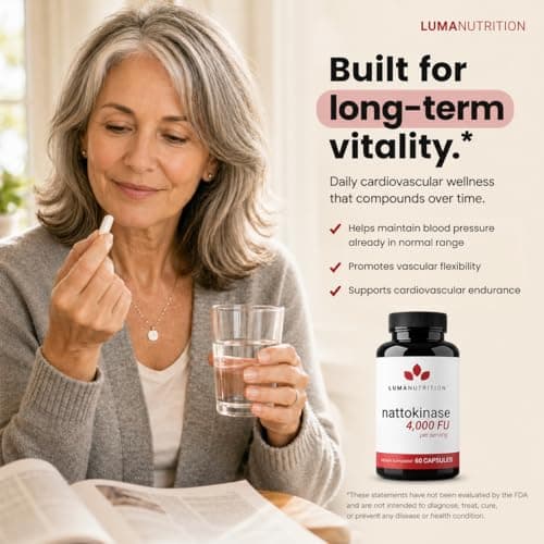 Luma Nutrition Nattokinase Supplement - Natto 4000 FU Per Serving, Premium Heart Health Support - Vegan & Gluten Free - 60 Capsules, 30 Servings- Made in USA